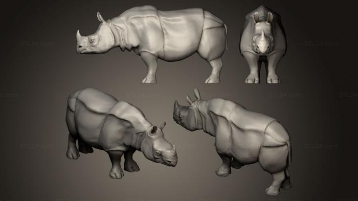 Статуэтки животных (Носорог, STKJ_0618) 3D модель для ЧПУ станка
